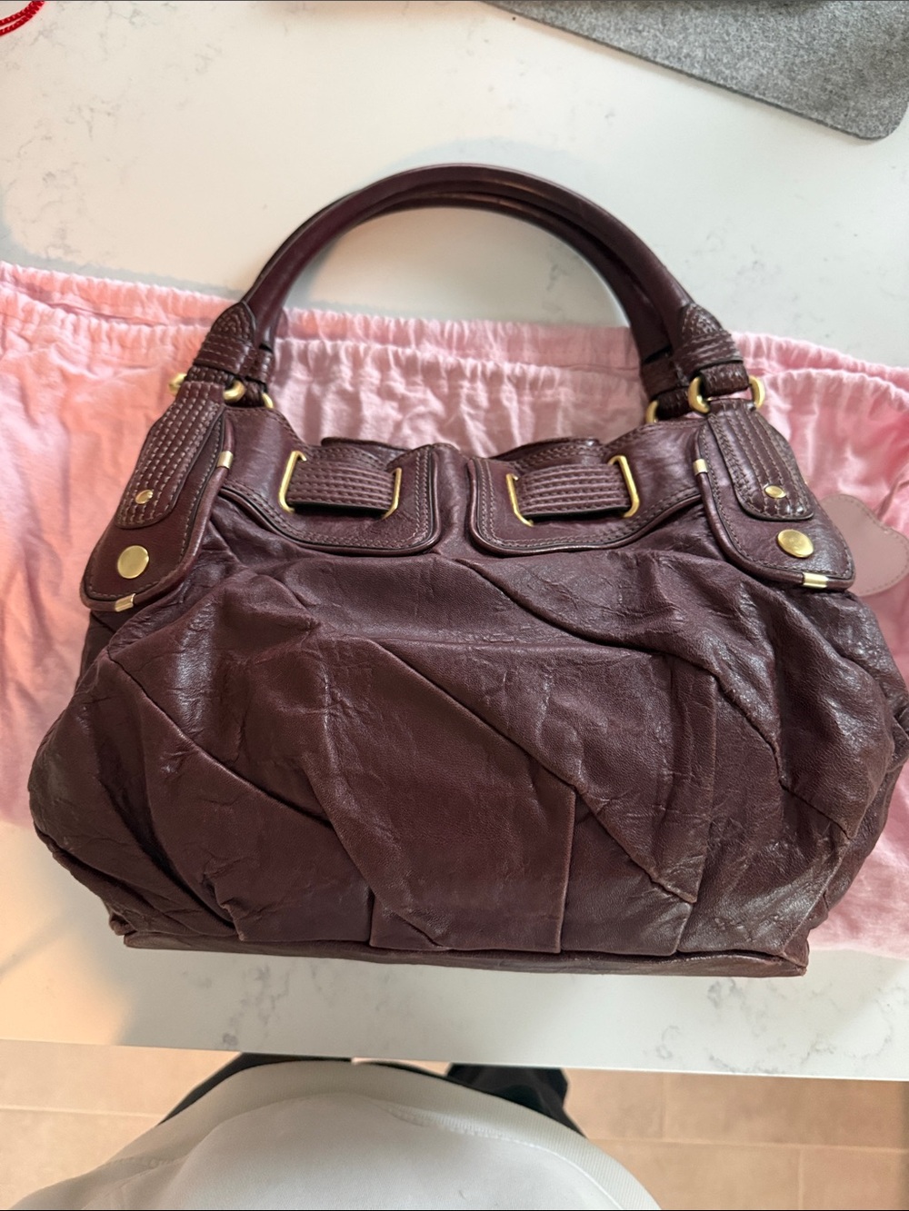 Juicy Couture burgundy Quilted Leather Shoulder Bag with Gold Hardware - Picture 3 of 9